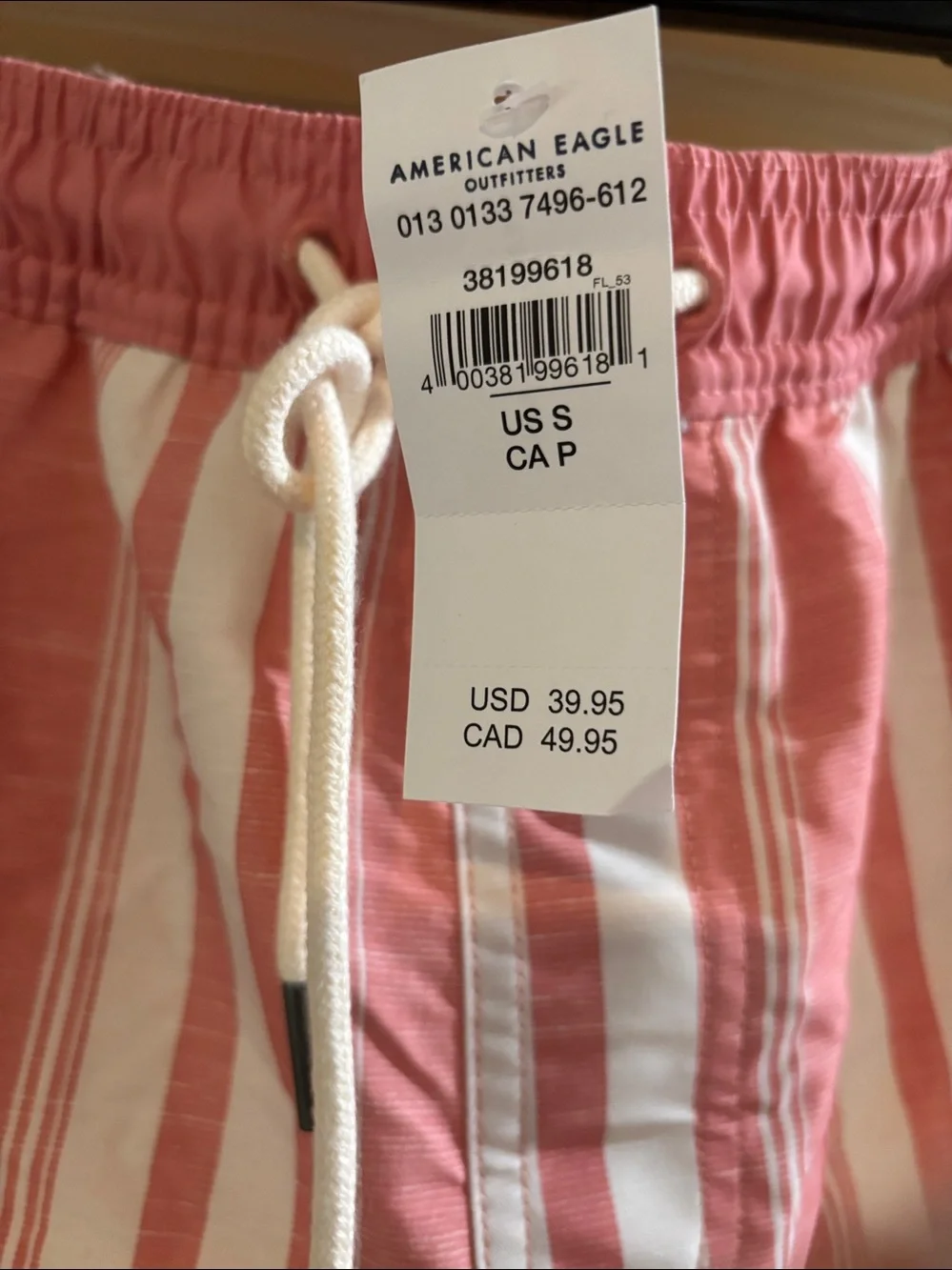 American Eagle Outfitters Pink and White Striped Drawstring Shorts NWT size S